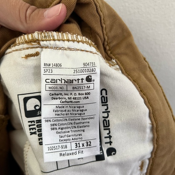 Carhartt Relaxed Straight Rigby Canvas Work Pants Hickory Tan Size W31XL32 - Picture 11 of 12